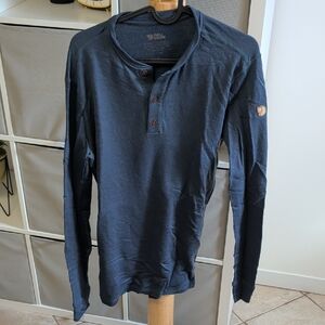 Fjallraven Lappland Merino Navy Long Sleeve Henley Shirt